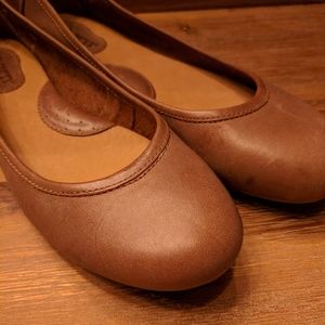 WORN ONCE! Brown Leather Flats